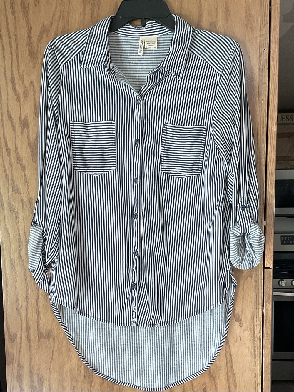 Passport Black & White Striped Button-Down Shirt